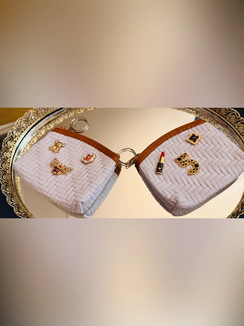 NWOT Embellished Woven faux leather Coin Pouch Keychain – Choose ONE